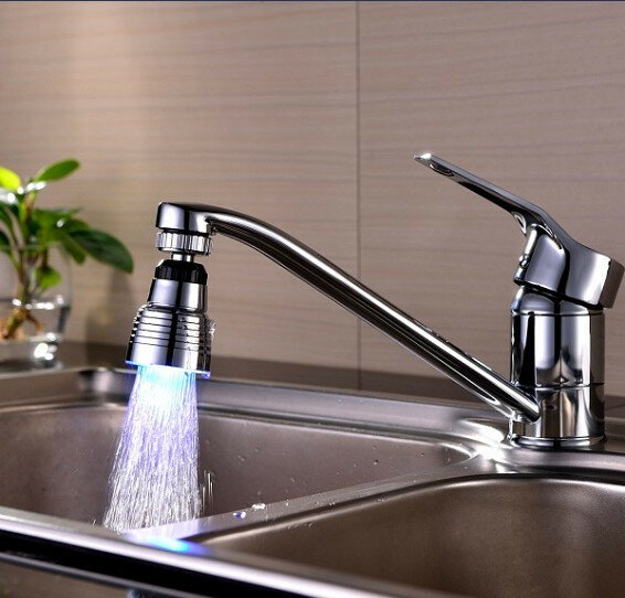 LED Water Faucet Stream Light Kitchen Bathroom Shower Tap Faucet Nozzle Head 3 Color Change Temperature Sensor Light Faucet led