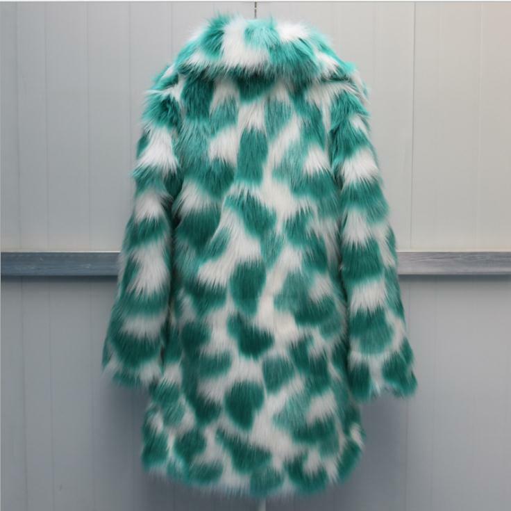 สตรียาวส่วนผสมเทียม Fox FUR Outwears ขนาดใหญ่ฤดูหนาวฤดูใบไม้ร่วงขนสัตว์ปลอมเสื้อกันหนาว Casaco Faux FUR Mulher K1224
