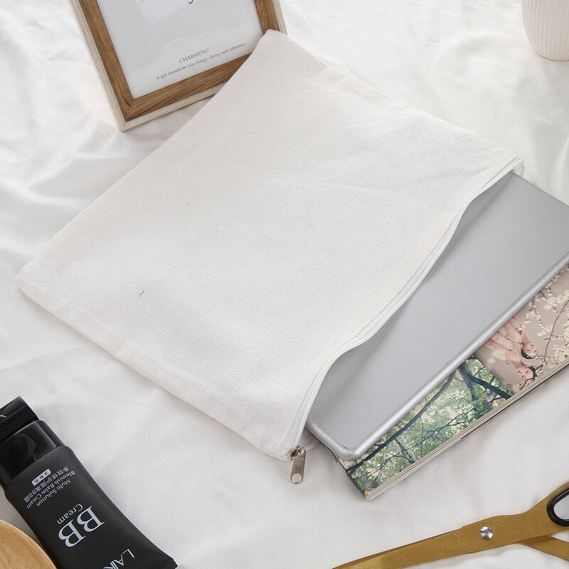 Bright Creations สีขาวผ้าใบกระเป๋าสำหรับงานฝีมือ DIY Cosmatic 11 3/4x9 1/2 นิ้ว