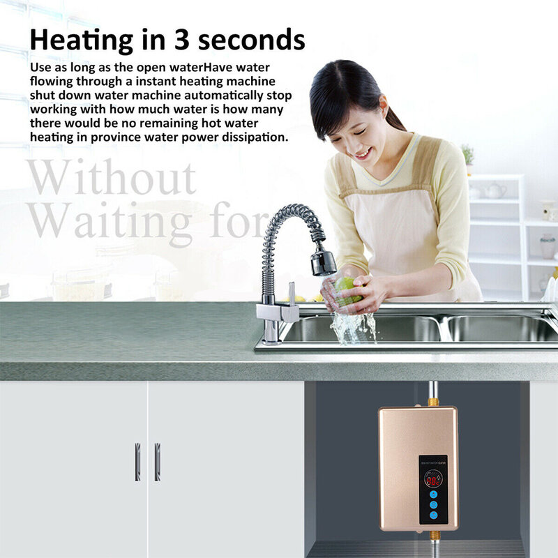 5500w 220v aquecedor de água elétrico instantâneo tankless chuveiro sistema de água quente temperatura constante inteligente lcd aquecedores de água