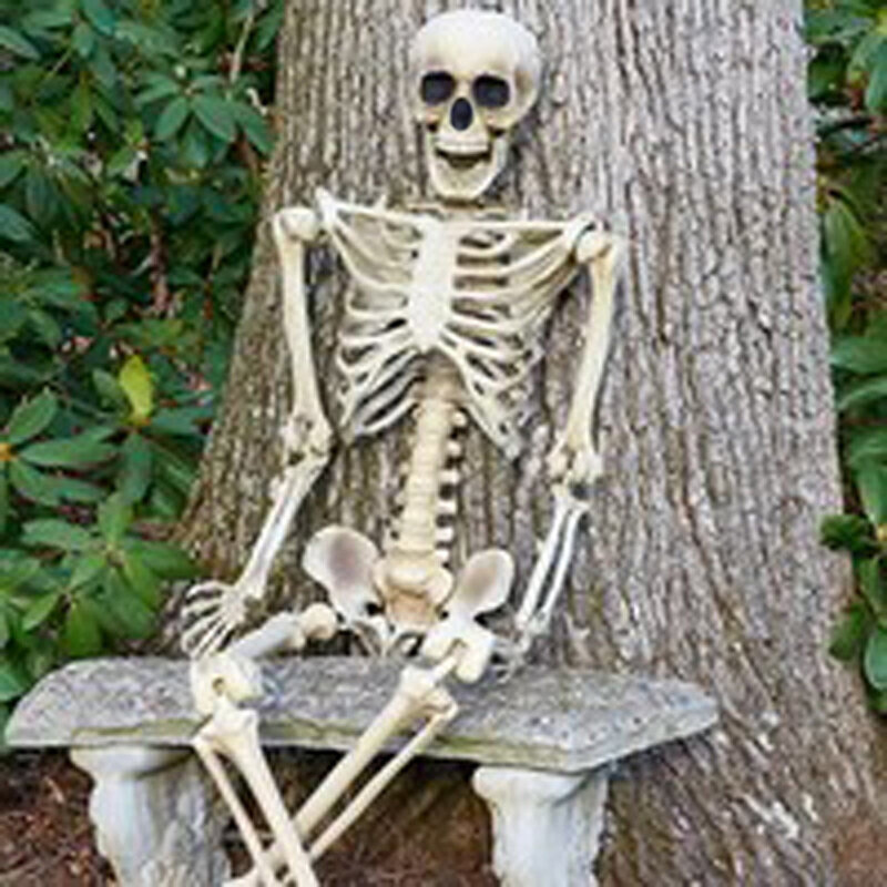 Rekwizyt halloweenowy życie ręka z czaszką szkielet pełny wymiar siedzieć i stać ludzki Model dekoracji prezent na Halloween dla przyjaciół W813