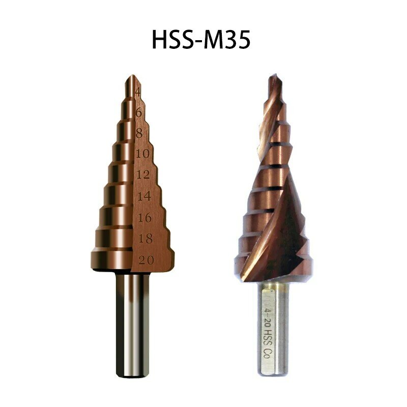 Broca escalonada en forma de Pagoda de 4-20mm, herramientas de corte de cono HSS-CO/M35, taladro para carpintería de Metal de acero