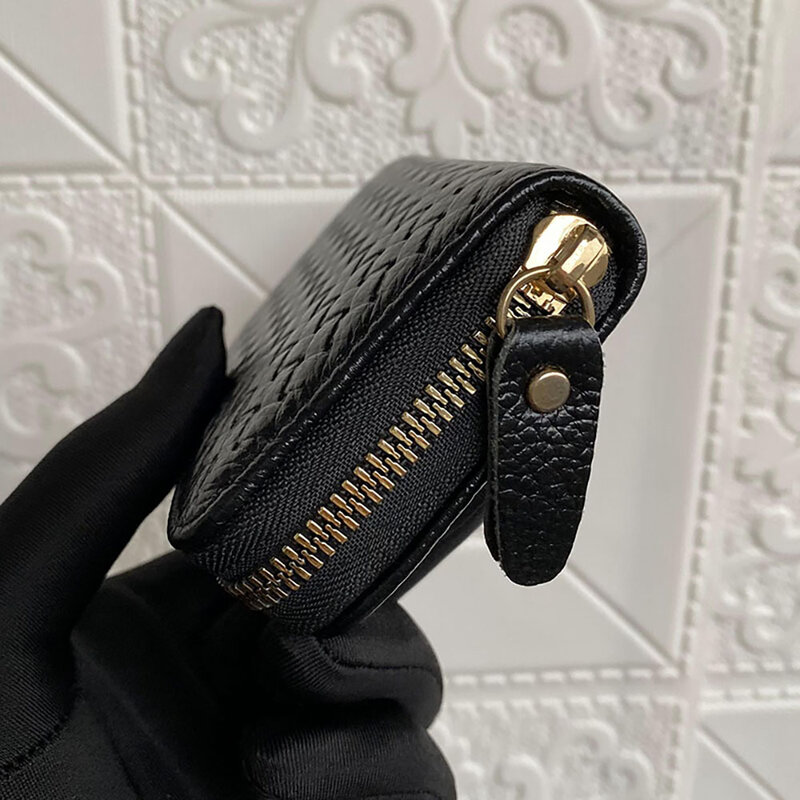 Genuine Leather Coin Purse Men's Credit Card Bag Cowhide Organ Wallet Crocodile Pattern Classic High Quality Ladies Zipper Short
