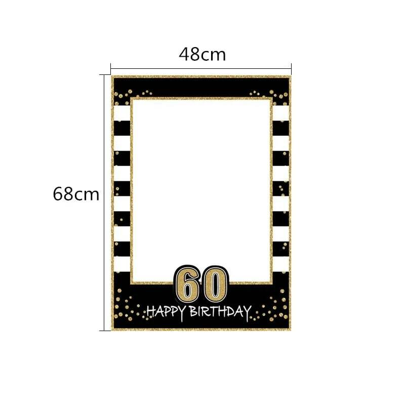 Accessoires de stand Photo pour fête d'anniversaire de 60 ans, bannière, ballons, chiffre, couronne, lunettes, fournitures pour hommes et femmes adultes