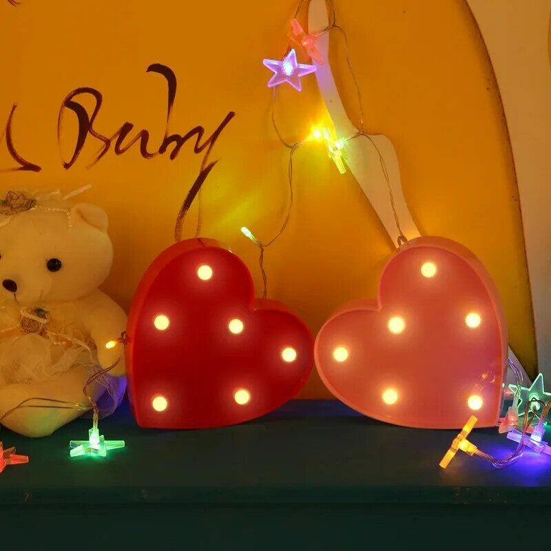 Lámpara de luz Led con forma de corazón para decoración del hogar, luz de noche para regalo de Navidad, boda, fiesta de cumpleaños, día de aniversario, 10 unidades