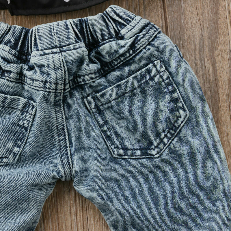 Pudcoco-بنطلون جينز مطاطي للفتيات الصغيرات ، ملابس عصرية بفتحات ممزق ، 1-5T ، جديد لعام 2019