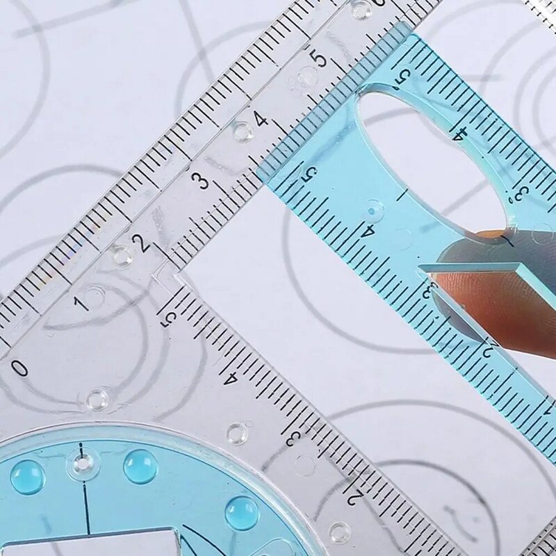 Regla geométrica multifuncional, herramienta de medición de plantilla de dibujo geométrico para suministros de Arquitectura de oficina escolar