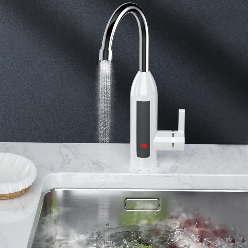 Robinet chauffe-eau électrique instantané, affichage numérique, pour la cuisine et la salle de bain, mitigeur, eau chaude et froide