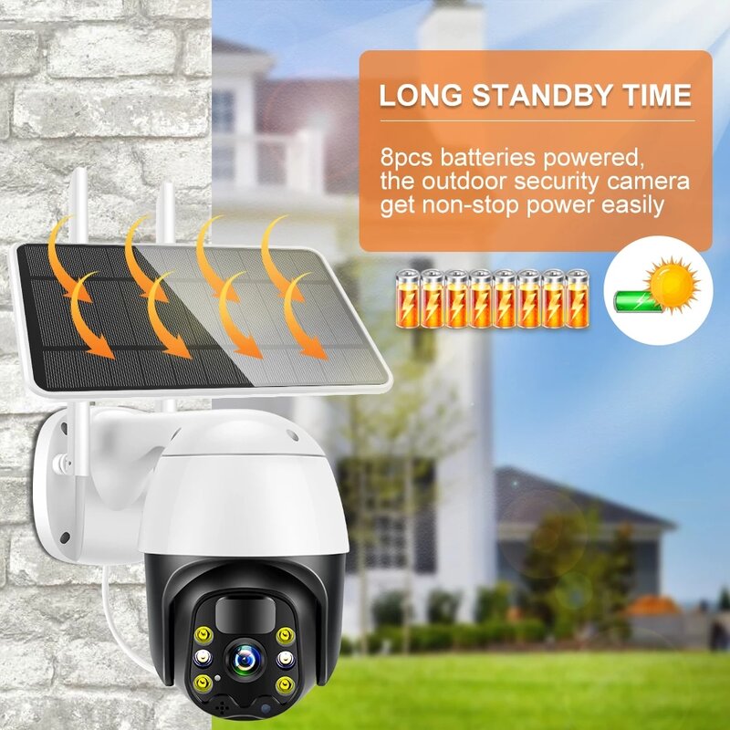 Hontutec-cámara de vigilancia con Panel Solar, dispositivo de vigilancia con batería Solar, alarma de movimiento, compatible con Alexa y Google, Tuya, 4G, PTZ, IP, 3MP