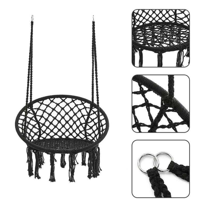 Nórdico corda de algodão rede cadeira artesanal malha interior ao ar livre crianças balanço cama adulto balanço pendurado cadeira rede