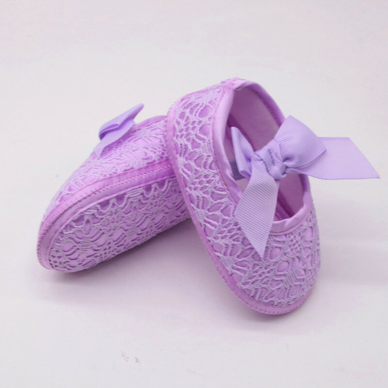 Zapatos de princesa para niñas recién nacidas, andador zapatilla con lazo para bebé, calzado antideslizante de suela suave para cuna infantil