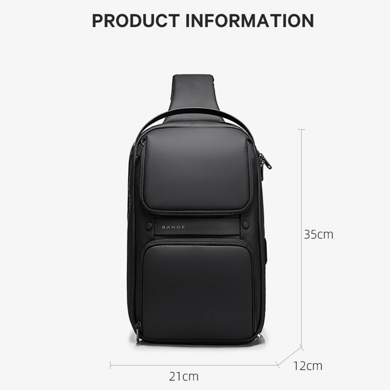 BANGE New Big Capacity Multifunction USB Oxford Crossbody Bag Shoulder Sling Bags Male Waterproof Short Trip Chest Bag Pack