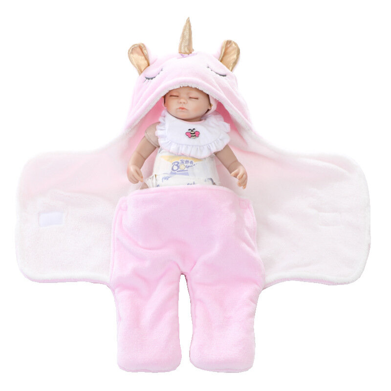 Edredones de franela dobles para bebés, mantas gruesas y cálidas para bebés, Manta de algodón para recién nacidos de unicornio