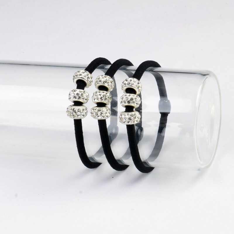 Verkauf 10PCS Kristall Frauen Haar Ring Seile Legierung Elastische Haar Krawatten Diamant Pferdeschwanz Schöne Koreanische Version Haar Band Schwarz
