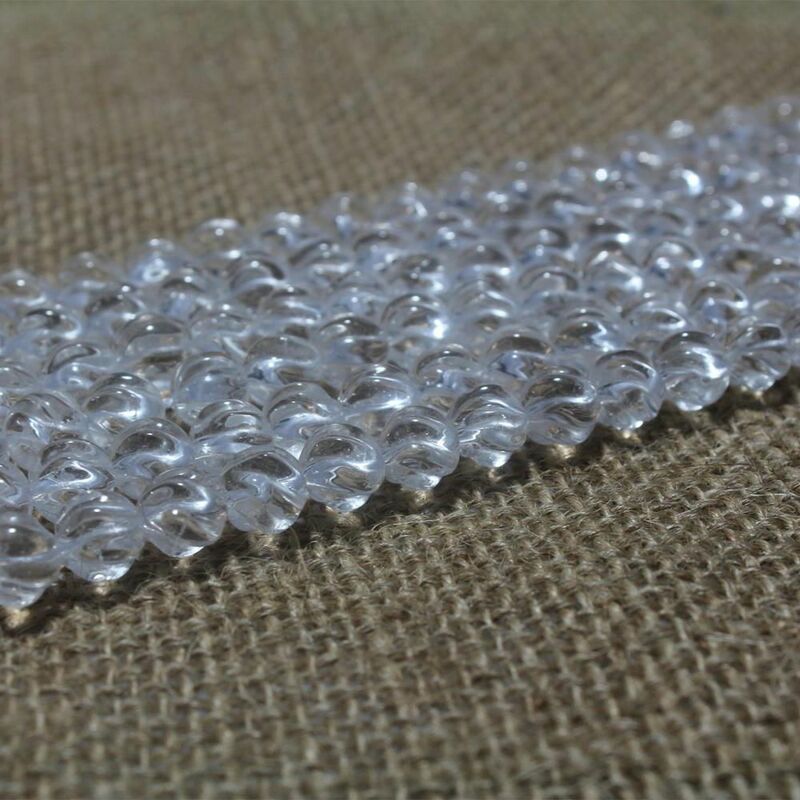 Natural White Crystal Gemstone 3D Wave Carved Clear Quartz 6 8 10 12mm Round Beads Accessories for Necklace Bracelet DIY Jewelry