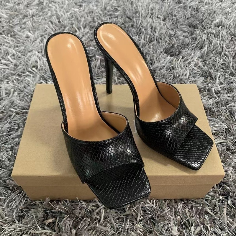 Zapatos de tacón alto para mujer, sandalias de vestir con punta cuadrada, a la moda, sexys, para boda y fiesta, talla grande 35-43