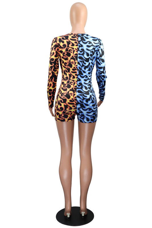 2020 새로운 가을 섹시한 잠옷 파자마 바디 로퍼 여성 레오파드 프린트 패치 워크 Playsuits 긴 소매 jumpsuit Nightwear Home Waer