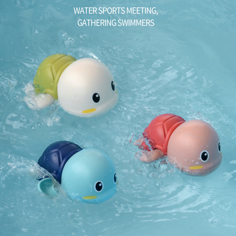 Brinquedo de banho do bebê dos desenhos animados animal tartaruga relógio clássico brinquedos de água infantil nadar enrolado-acima corrente banheira de verão brinquedos flutuantes para o miúdo