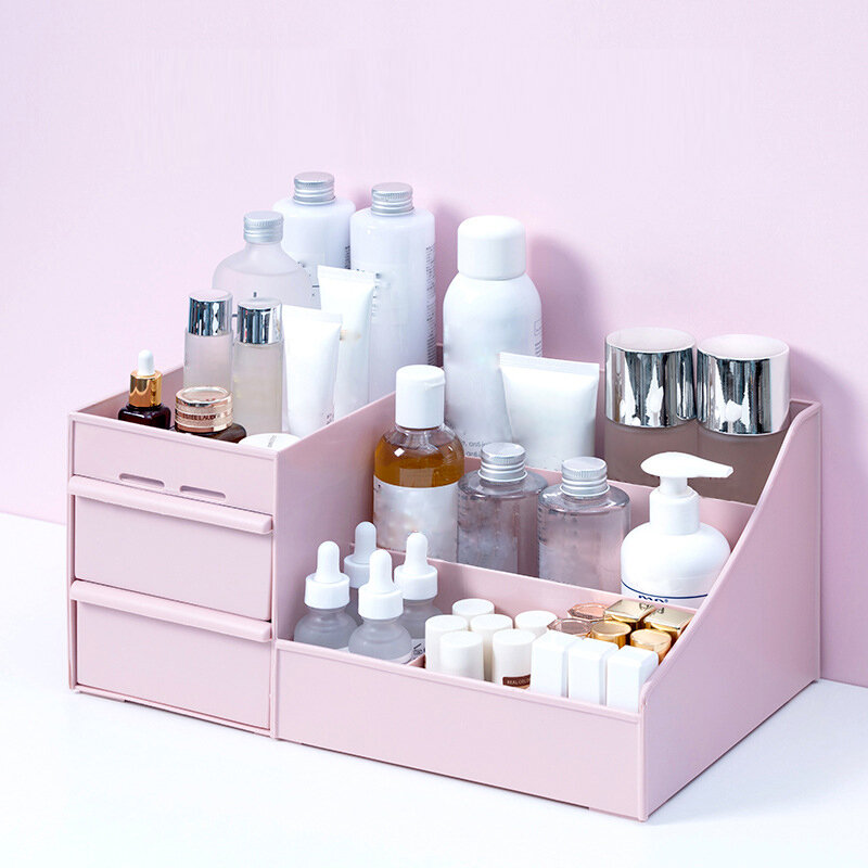 Makeup Organizer untuk Kosmetik Kapasitas Besar Kotak Penyimpanan Kosmetik Desktop Perhiasan Kutek Kuku Makeup Laci Kontainer