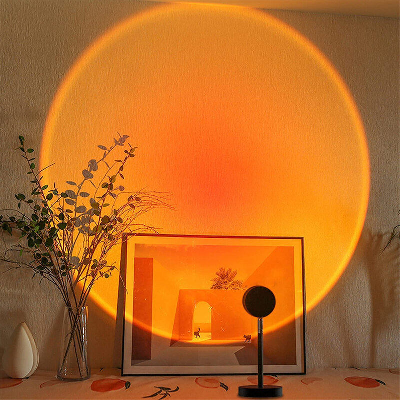 Новейшая проекционная лампа Sunset с вращением на 180 градусов, романтический светильник для спальни, лампа для вечевечерние, бара, магазина, за...