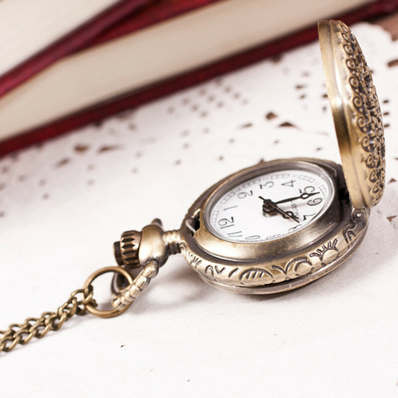 Relógio de bolso vintage de flor de girassol, moderno, retrô, bronze, quartzo, de bolso, pingente de colar, unissex, presente, relógio * a, imperdível