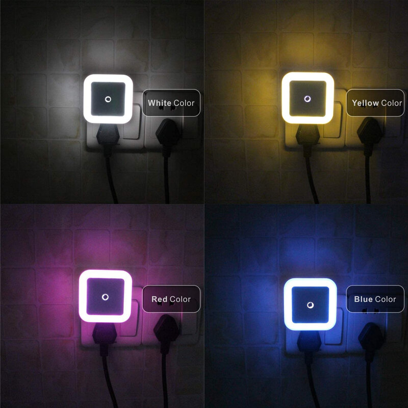 Miniluz nocturna LED con Sensor de Control para niños, lámpara de luz nocturna con enchufe europeo, británico y estadounidense, 110V, 220V, para dormitorio y baño