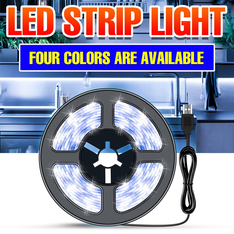 Lampu LED Strip Fleksibel USB Lampu Pita 5V Tahan Air Kabinet Lampu 0.5M 1M 2M 3M Rumah LED 2835 SMD Lampu Dekorasi Luces