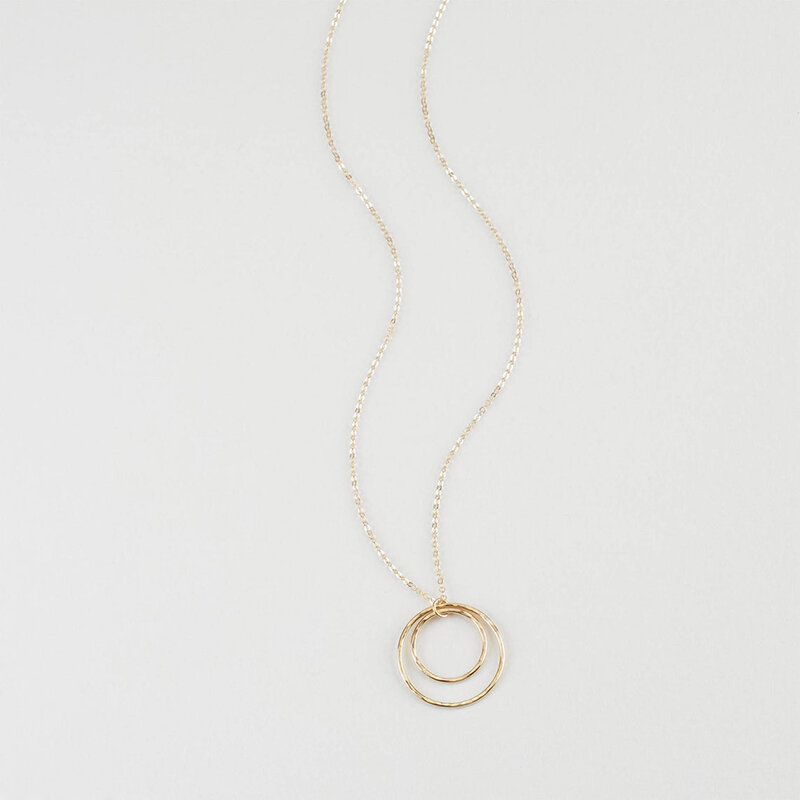 Collier ras du cou en or 14K pour femmes, pendentif circulaire fait à la main, style Boho, bijoux