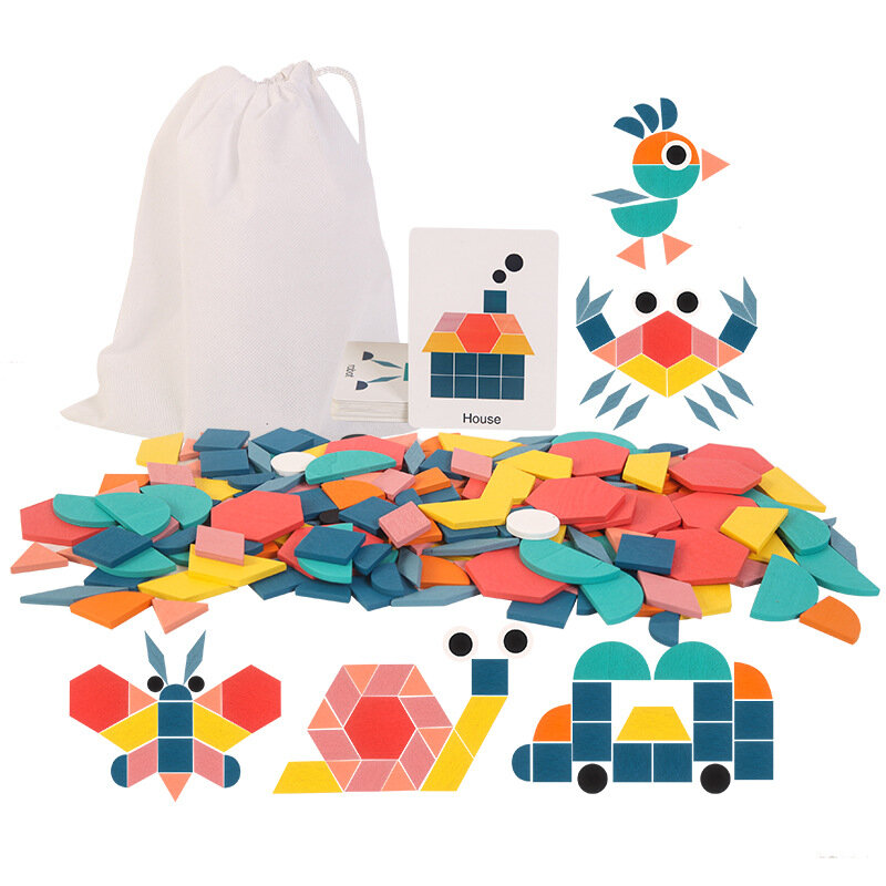 180 Stuks Houten Puzzel Boord Set Kleurrijke Baby Montessori Onderwijs Geometrische Vorm Speelgoed Voor Kinderen Leren Ontwikkelen