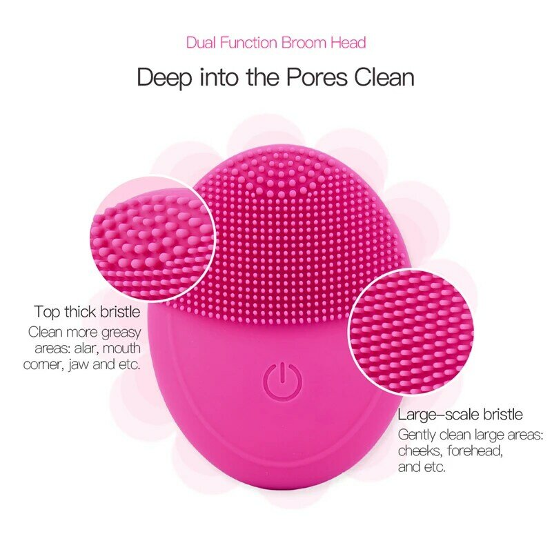 Mini Facial Cleaning Brush USB Rechargeable Electric Face Cleaner Portable Deep Cleansing Massager Waterproof Beauty Device 45