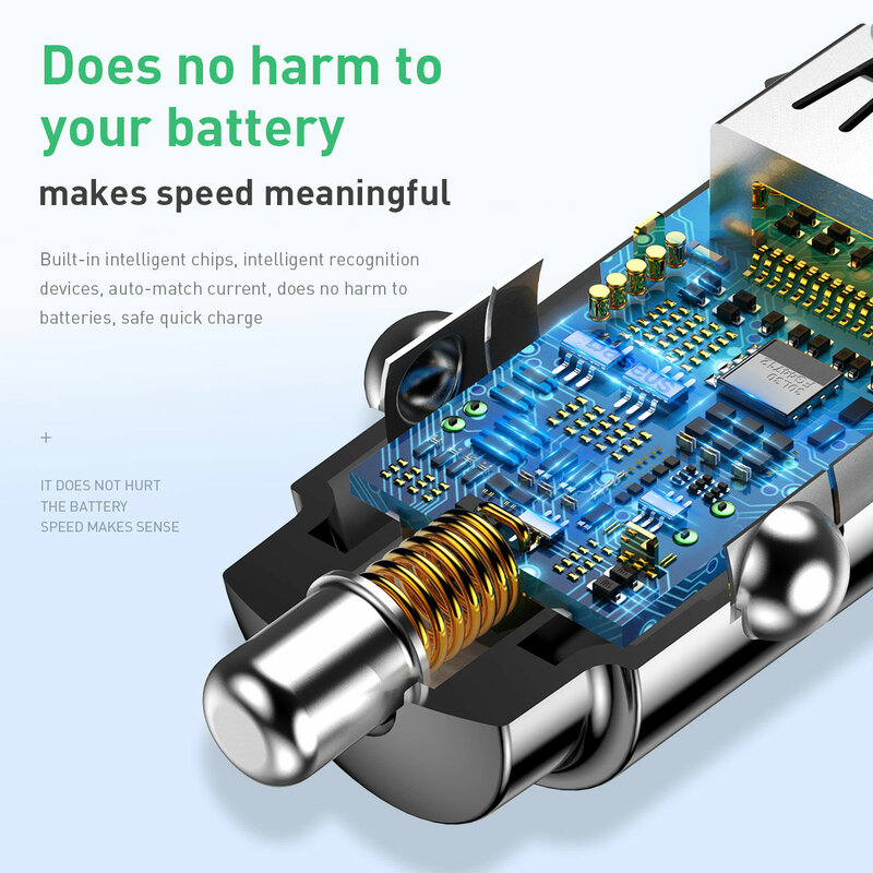 Baseus – Mini chargeur de voiture USB, Charge rapide 3.0, pour téléphone portable, Xiaomi mi, Samsung, iPhone, QC3.0, QC