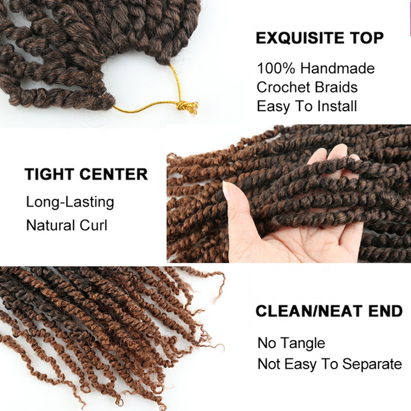 Pre-trançado paixão torção cabelo sintético crochê trança cabelo para preto feminino macio pré looped trança extensões de cabelo