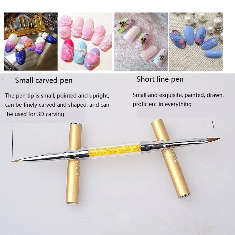 3styles Nail Art Pen 2 In 1 doppie estremità punteggiatura disegno pittura UV Gel Liner Polish Brush Set Nail Art punteggiatura strumenti