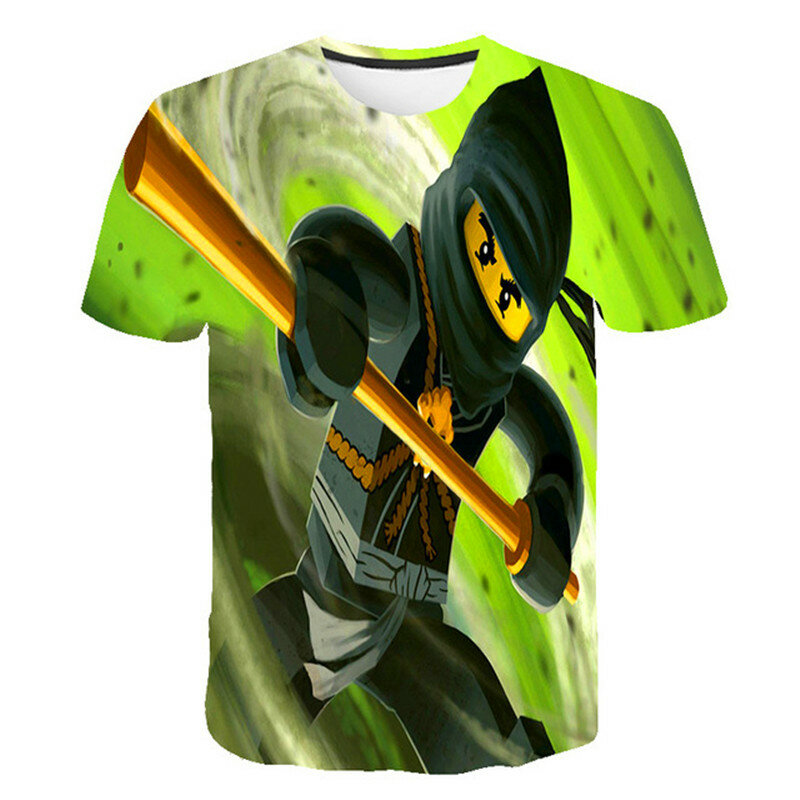 Camiseta con estampado de dibujos animados en 3D para niños, ropa de Ninja encantadora, Ninjago, ropa para niños, 2021