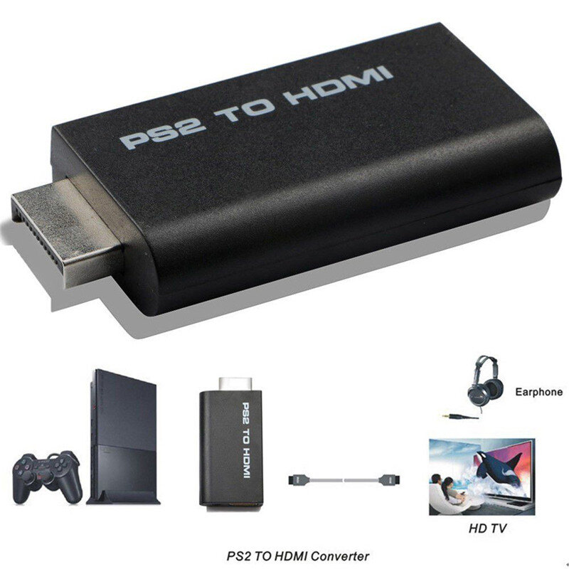 For PS2 To HDMI-compatibale 480i/480p/576i Audio Video Converter Adapter With 3.5mm Audio Output Supports For PS2 Display Modes