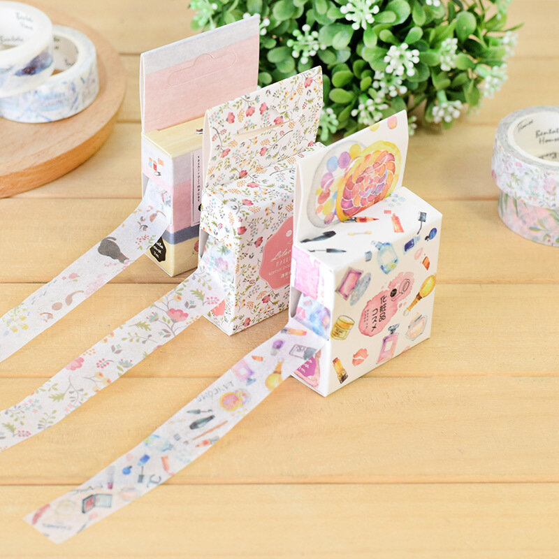 1pc 1.5cm * 7m bonito kawaii colorido masking washi fita adesiva diy decorativa para scrapbooking decoração