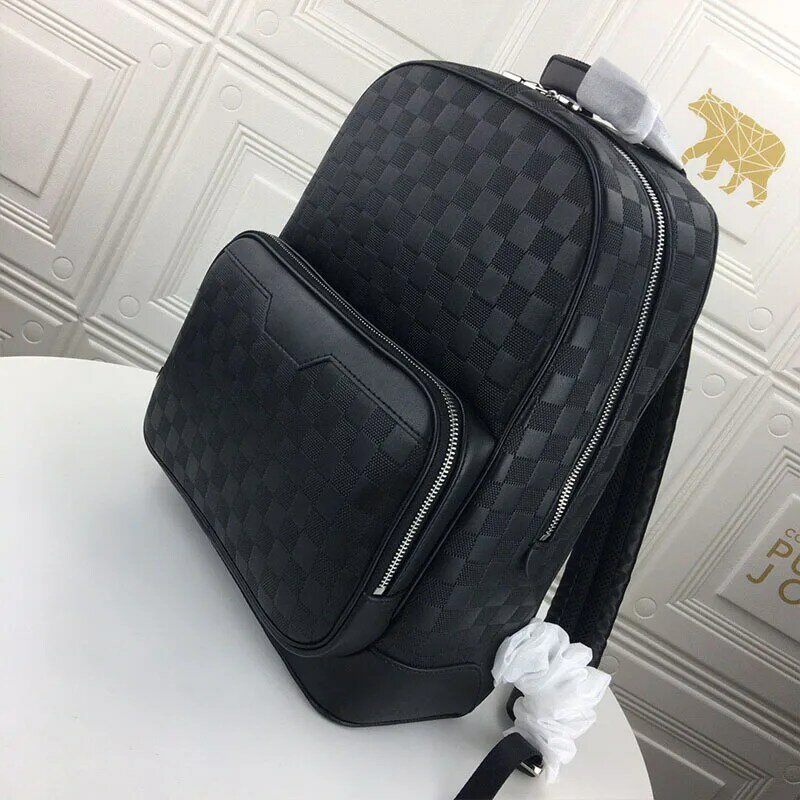 2021 New Fashion Unisex leather Luxury backpack High Quality Business waterproof lattice backpack Simple Retro Casual backpack