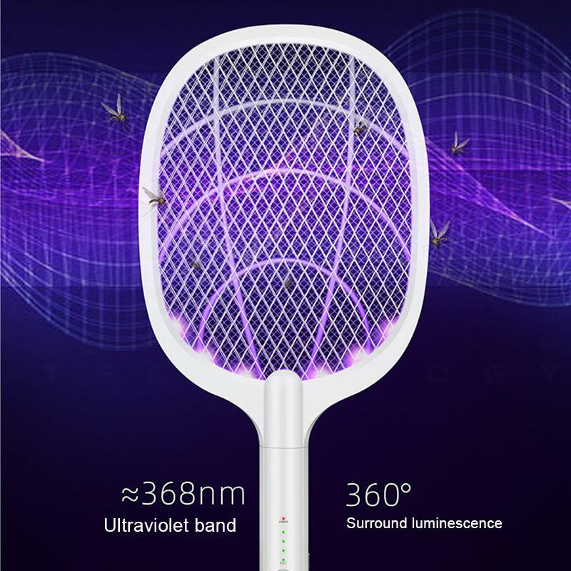 Gorąca sprzedaż 3000V elektryczny owad rakieta Swatter Zapper USB 1200mAh akumulator packa na komary zabić muchy robaki Zapper zabójca pułapka
