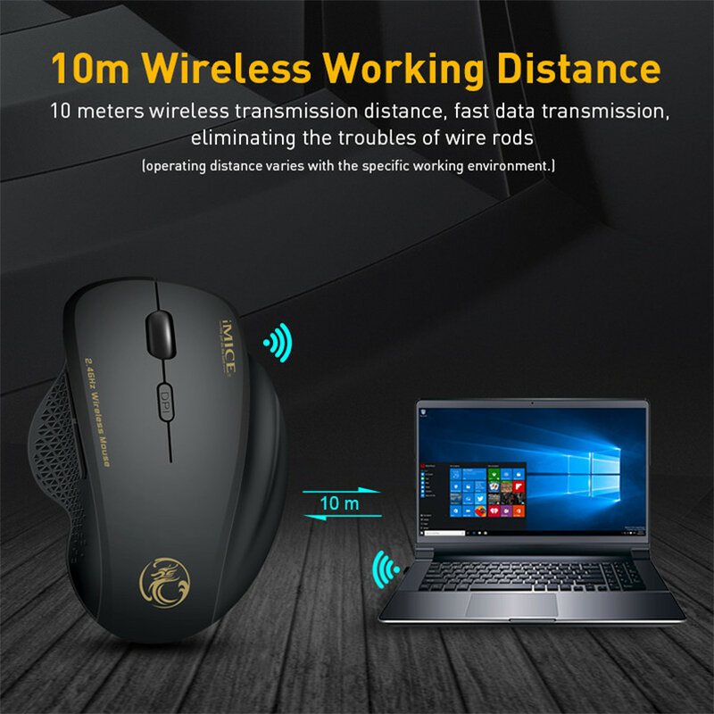 1600 DPI per Mouse Wireless per Laptop Mouse ergonomico per PC Mouse ottico per PC con ricevitore USB 6 pulsanti Mouse Wireless da 2.4Ghz