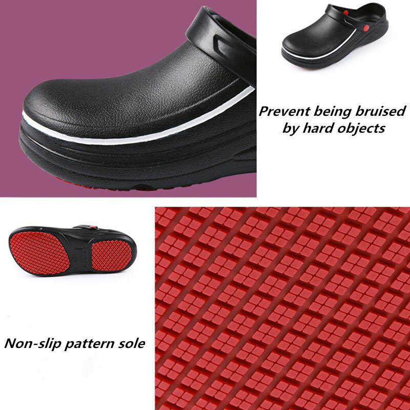 YEINSHAARS-Zapatillas unisex para el trabajo, zapatos de EVA antideslizantes e impermeables, resistentes al aceite, para chef, hotel y restaurante