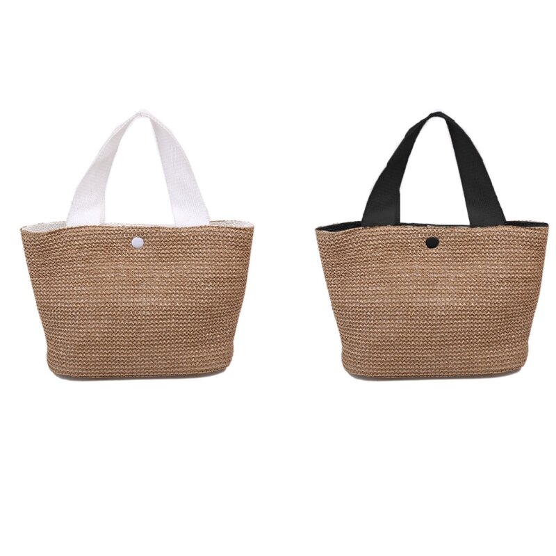 Bolsas de palha feminina grande capacidade vintage axilas bolsas de ombro para meninas viagem sacola de compras k5da