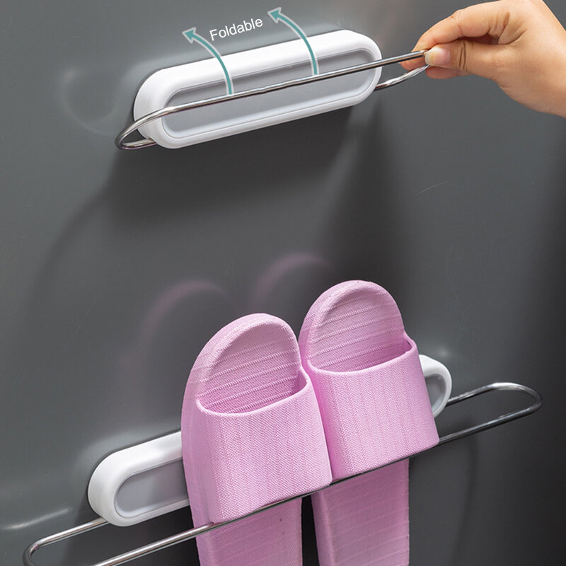 Punch-Gratis Opvouwbare Handdoek Bar Adhesive Opknoping Slippers Organizer Storage Rack Deur Gemonteerd Voor Keuken Schoenen 46Cm Lange da