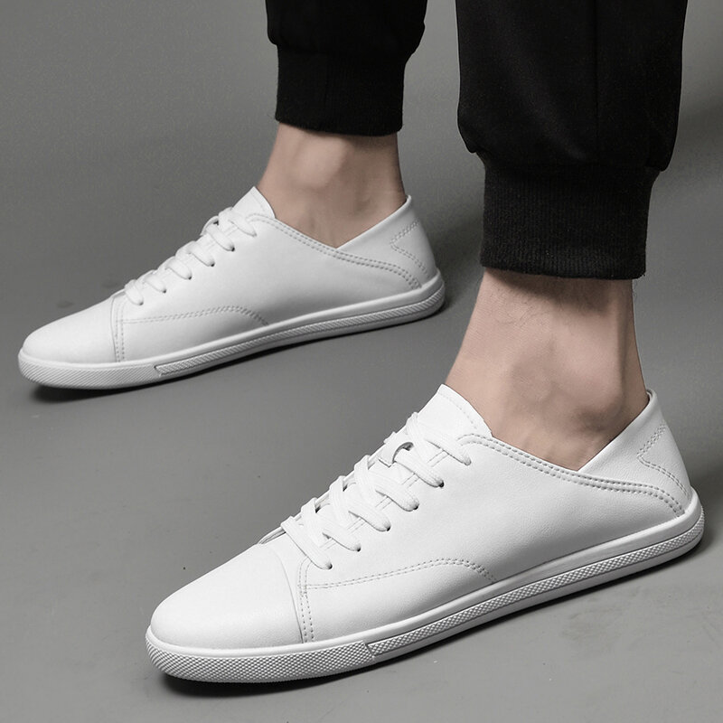 2021 nowe letnie męskie trampki moda skórzane antypoślizgowe buty deskorolkowe na zewnątrz wysoko jakości miękkie buty do chodzenia na co dzień duży rozmiar