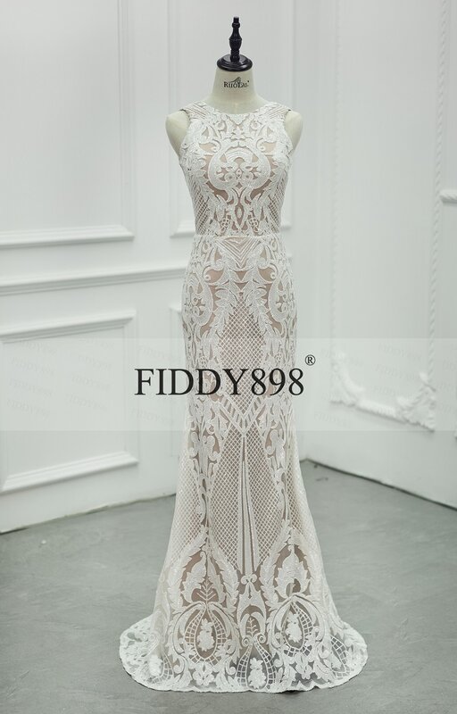 Sexy Sequin Lace Mermaid Wedding Dress 2020 Sleeveless Floor Length Robe De Bridal Gown Mariage Berta Wedding Party Dresses