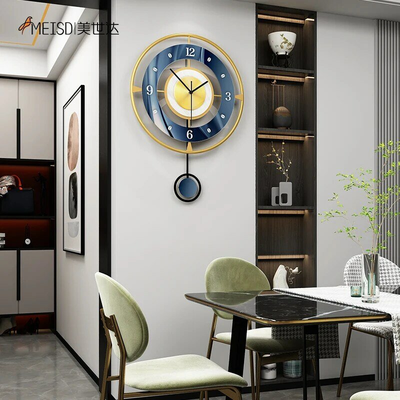 Nordic โลหะทองนาฬิกา Wall Clock ออกแบบโมเดิร์นห้องนั่งเล่นตกแต่งขนาดใหญ่ Vintage นาฬิกาวัยรุ่นห้องนอนตกแ...