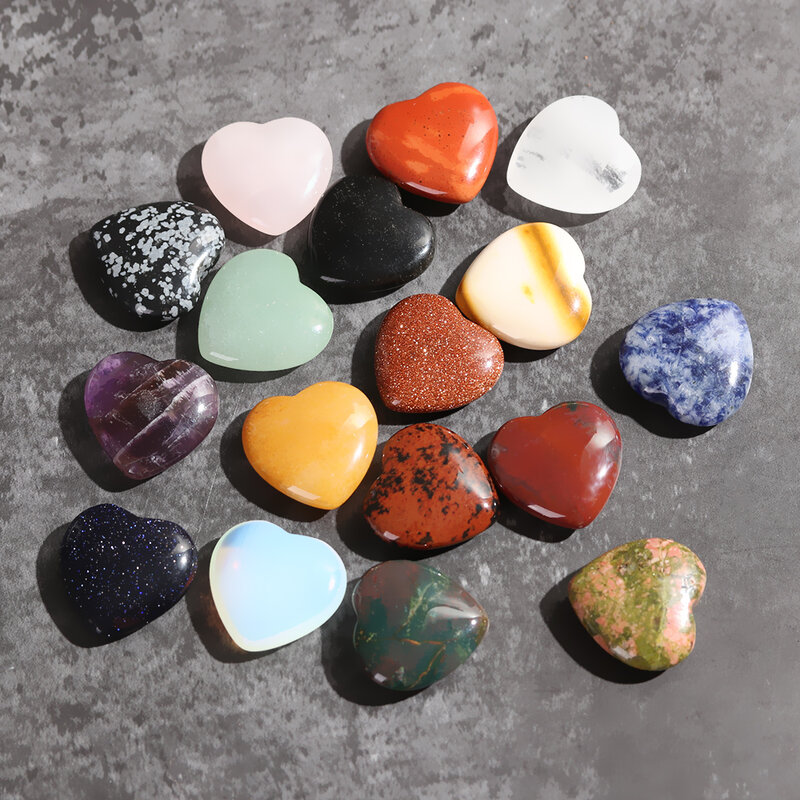 الطبيعية المعدنية شكل قلب حجر الكوارتز الكريستال الحب شفاء الأحجار الكريمة الملونة قلادة ديكور المنزل اليدوية والمجوهرات هدية
