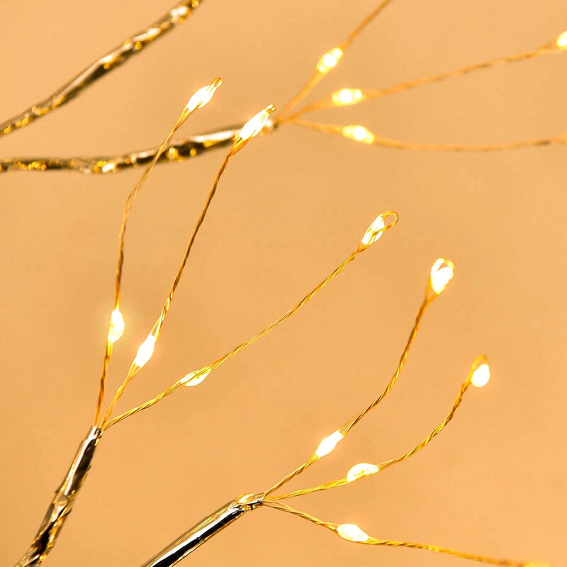 Luce notturna a LED filo di rame albero fata luci decorazione della casa lampada da tavolo per vacanze di natale illuminazione da comodino a batteria USB