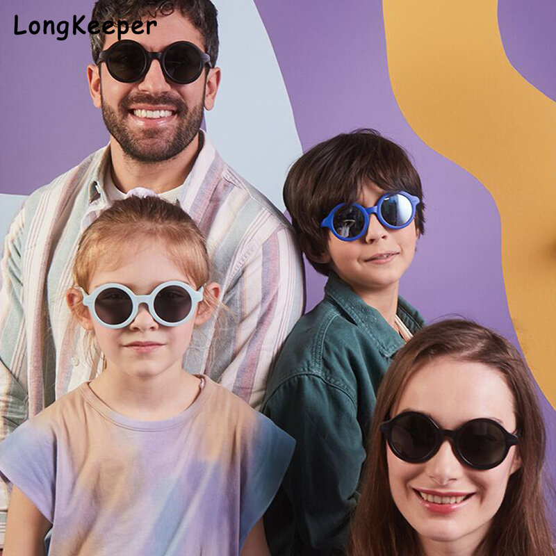 2021 novo pai-filho redondo bonito crianças óculos de sol uv400 para meninas do menino da criança adorável do bebê óculos de sol das mulheres dos homens