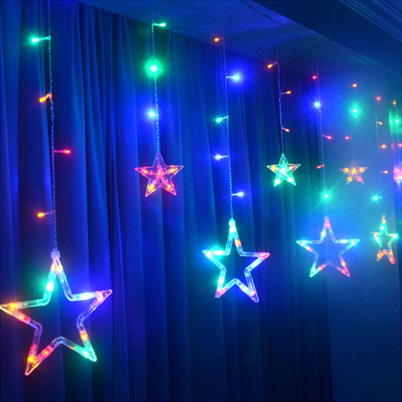 Led string luzes de fadas ac110v 220v estrela cortina luz decoração interior lâmpada para casa festa jardim casamento natal feriados