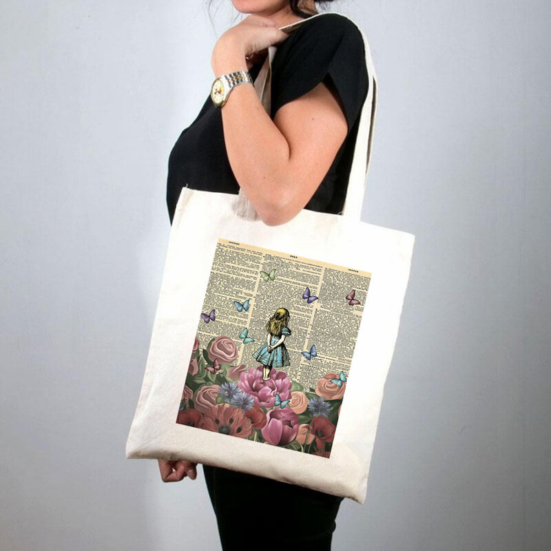 2021 сумка-шоппер тихое место, сумка-тоут Сумка-тоут с рисунком Harajuku/женские сумка для покупок через плечо; Сумка-шоппер леди Сумки-холсты